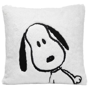 Lambs and Ivy Classic Snoopy Furry Decorative Nursery Throw Pillow in White and Black, , large