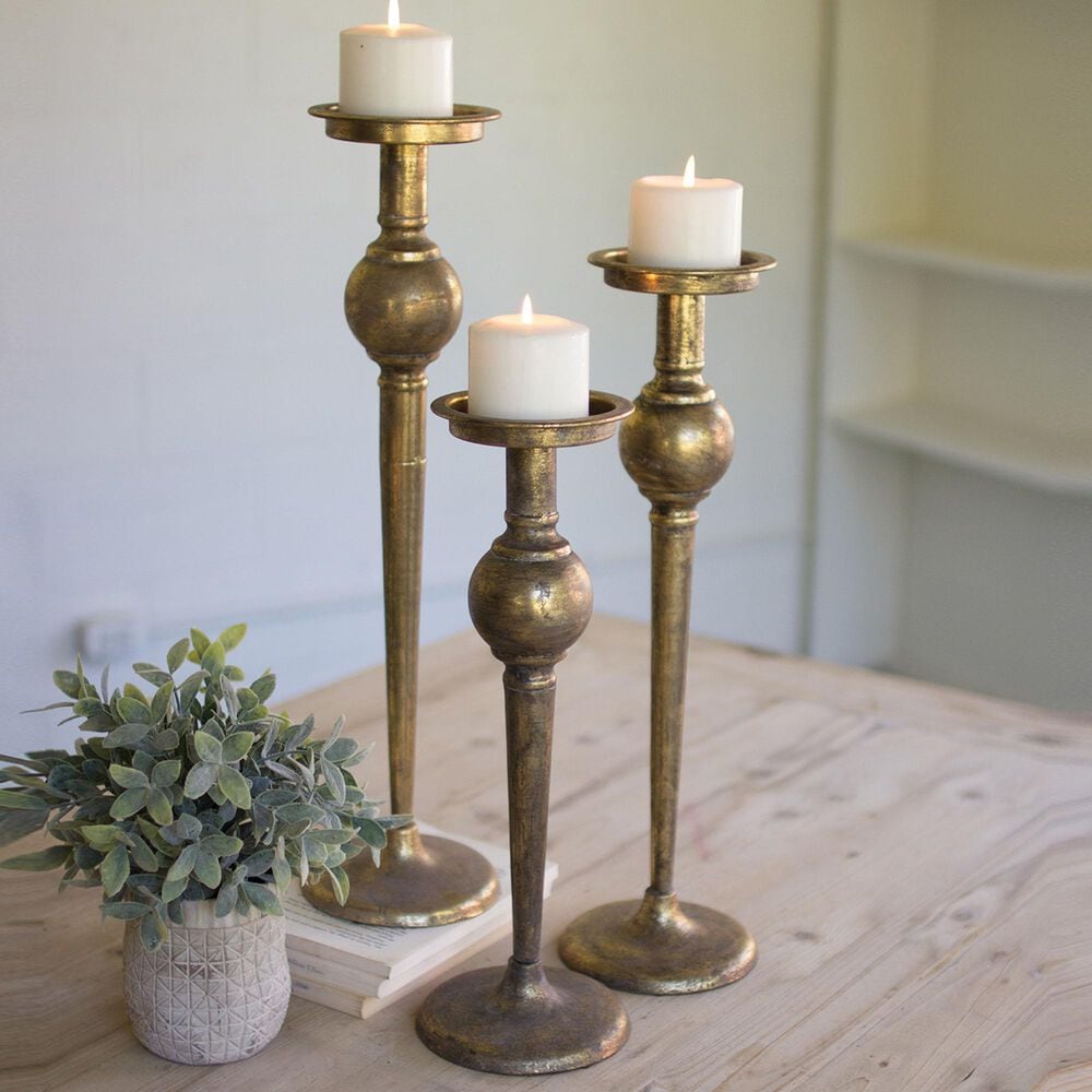 Kalalou Candle Holder in Antique Brass &#40;Set of 3&#41;, , large