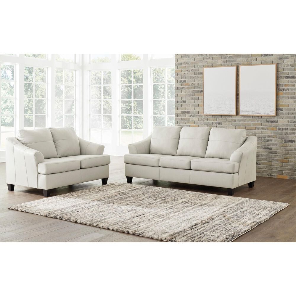 Genoa Ashley Genoa Leather Sofa and Loveseat in Coconut, , large