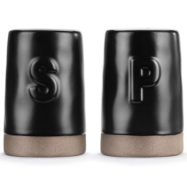 Demdaco Gather Round Salt and Pepper Shakers in Black (Set of 2), , large