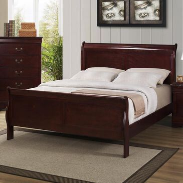 at HOME Louis Philip Queen Sleigh Bed in Cherry, , large