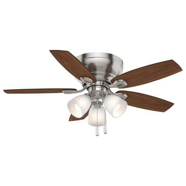 Hunter Durant Low Profile 44" Ceiling Fan with Lights in Brushed Nickel and Walnut, , large