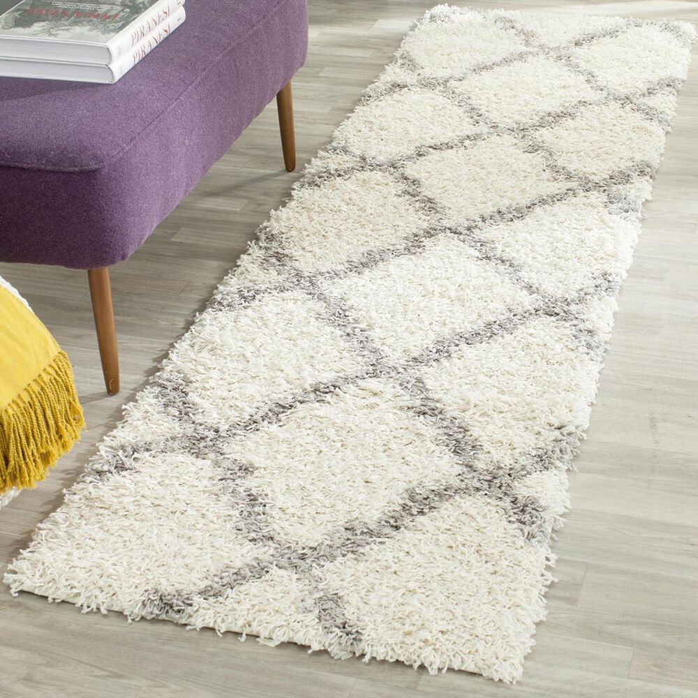 Safavieh Dallas Shag SGD257F-210 2&#39;3&quot; x 10&#39; Ivory/Grey Runner, , large