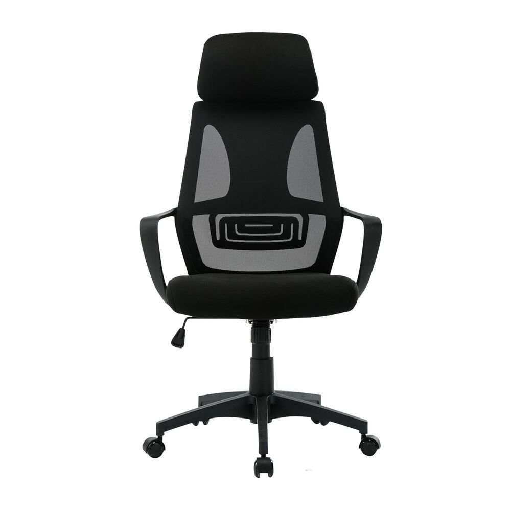 New Era Holding Group LTD Mesh Desk Chair with Headrest in Black, , large