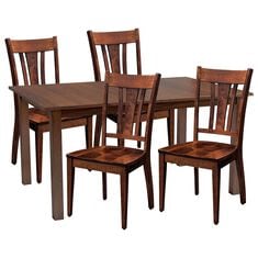 Simply Amish Sheffield 5-Piece Rectangular Dining Set in Silver Creek and Bourbon