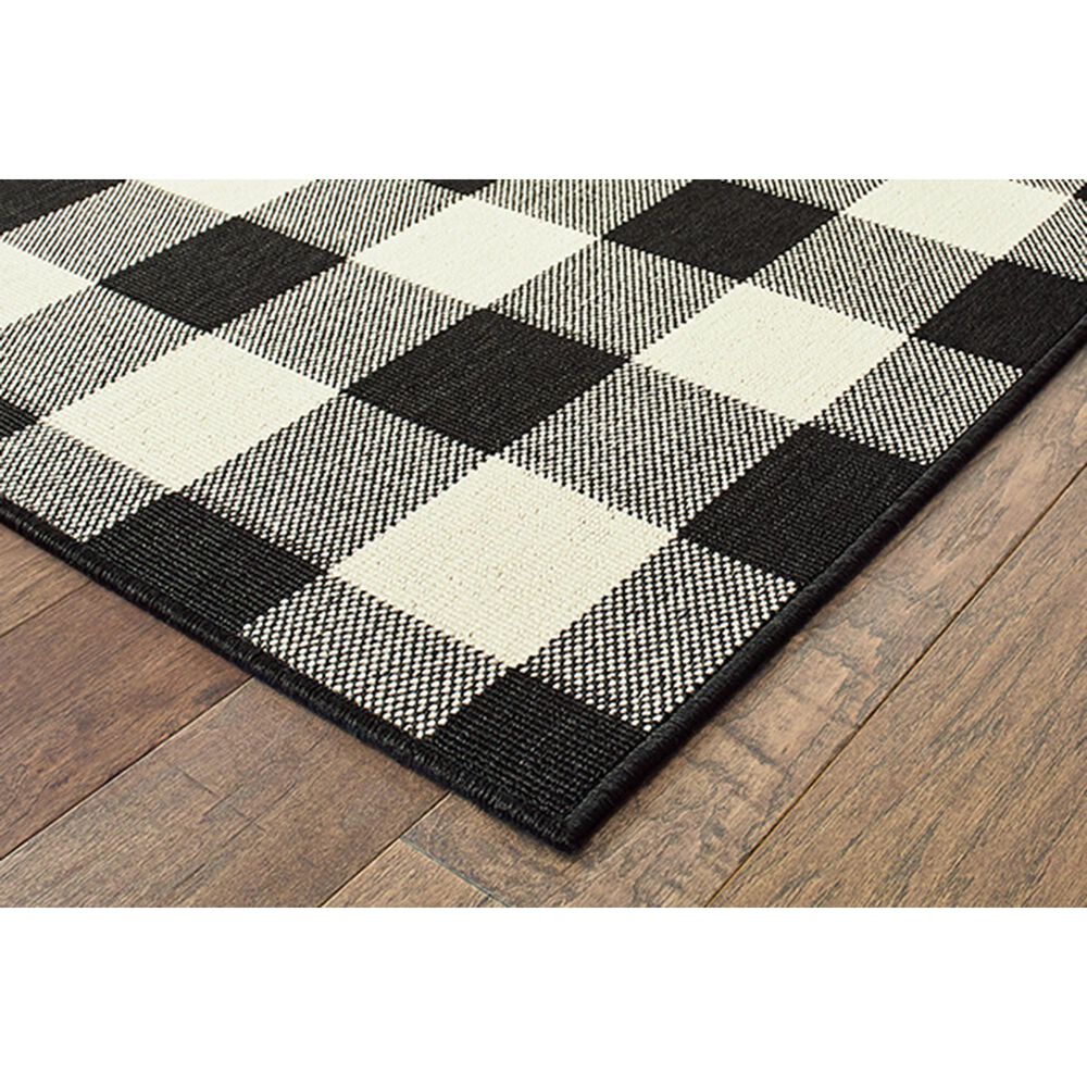 Oriental Weavers Marina 1932K 2&#39;3&quot; x 7&#39;6&quot; Black and Ivory Scatter Rug, , large