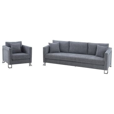 Blue River Heritage 2-Piece Sofa & Chair Set in Gray/Brushed Stainless Steel, , large