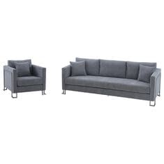 Blue River Heritage 2-Piece Sofa & Chair Set in Gray/Brushed Stainless Steel