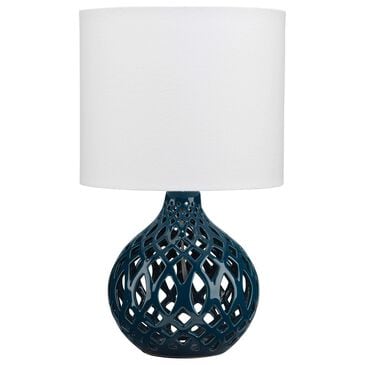 Splendor Living Fretwork Ceramic Table Lamp in Navy Blue, , large
