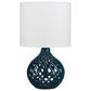 Splendor Living Fretwork Ceramic Table Lamp in Navy Blue, , large