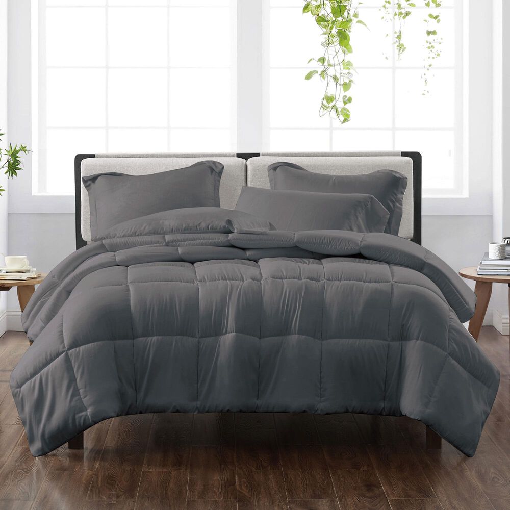 Pem America Cannon Solid 3-Piece Full/Queen Comforter Set in Grey, , large