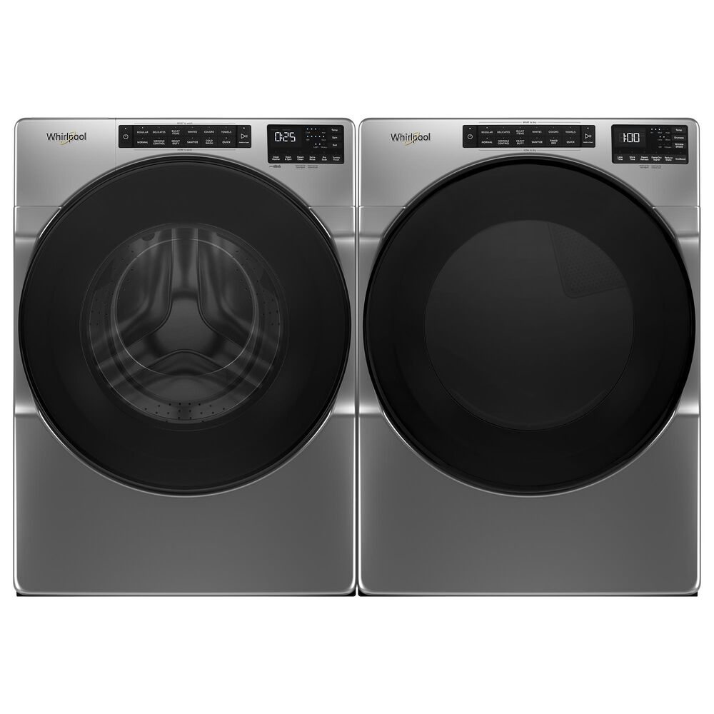Whirlpool 5.0 Cu. Ft. Front Load Washer and 7.4 Cu. Ft. Electric Dryer in Chrome Shadow, , large