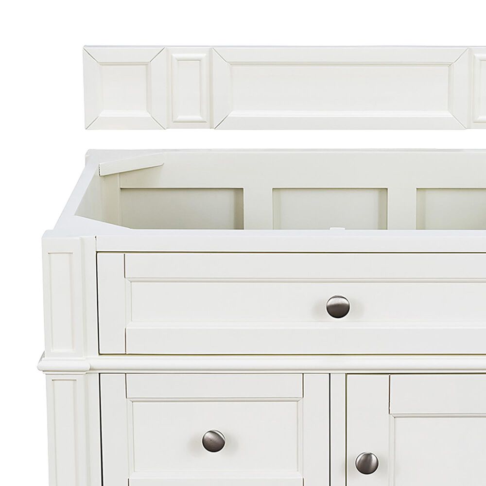 James Martin Brittany 30&quot; Single Bathroom Vanity in Bright White with 3 cm Carrara White Marble Top and Rectangle Sink, , large