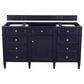 James Martin Brittany 60" Single Bathroom Vanity in Victory Blue with 3 cm Charcoal Soapstone Quartz Top and Rectangle Sink, , large