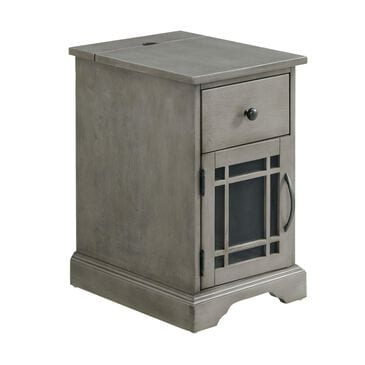 Mayberry Hill Marty Side Table with Power Port USB in Grey, , large