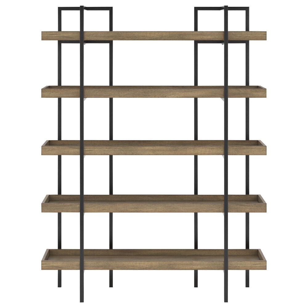 Signature Design by Ashley Montia 76&quot; Bookcase in Light Brown and Gunmetal Gray, , large