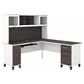 Bush Somerset 72" L-Shaped Desk with Hutch in Storm Gray and White, , large