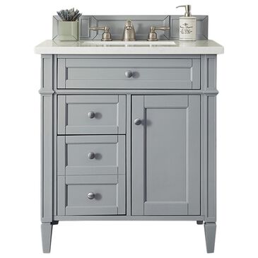 James Martin Brittany 30" Single Bathroom Vanity in Urban Gray with 3 cm Arctic Fall Solid Surface Top and Rectangle Sink, , large