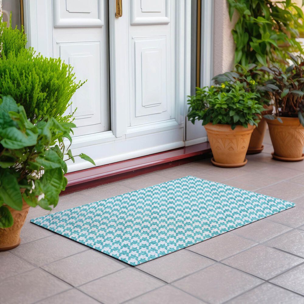 Dalyn Rug Company Hinton 1&#39;8&quot; x 2&#39;6&quot; Aqua Indoor/Outdoor Area Rug, , large