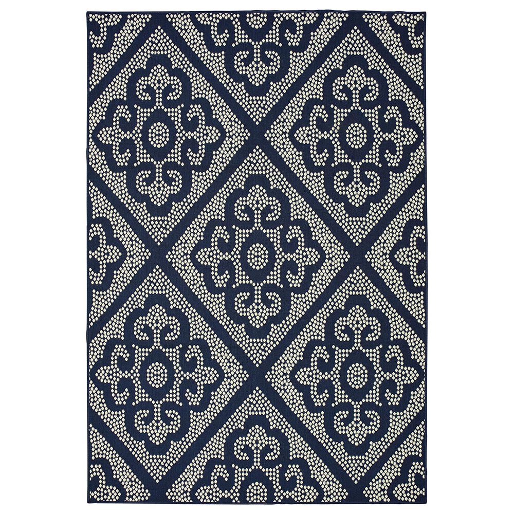 Oriental Weavers Marina 3804B 5"3" x 7"6" Navy and Ivory Area Rug, , large