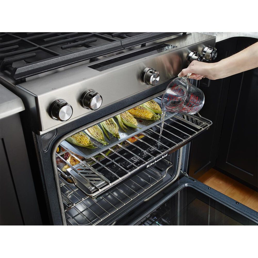 KitchenAid 30&quot; 5-Burner Dual Fuel Convection Slide-In Range with Baking Drawer in Stainless Steel, , large