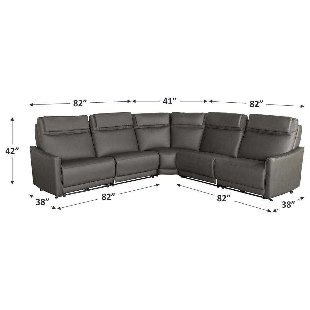 Elran Furniture 5-Piece Power Reclining L-Shaped Sectional with Power Headrest and Lumbar in Graphite, , large