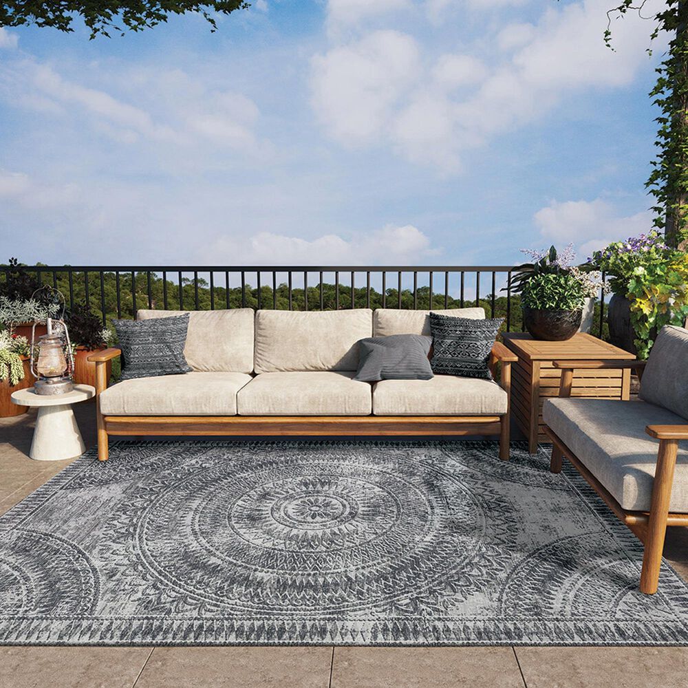 Dalyn Rug Company Sedona Bohemian 10&#39; x 14&#39; Pewter Indoor/Outdoor Area Performance Rug, , large