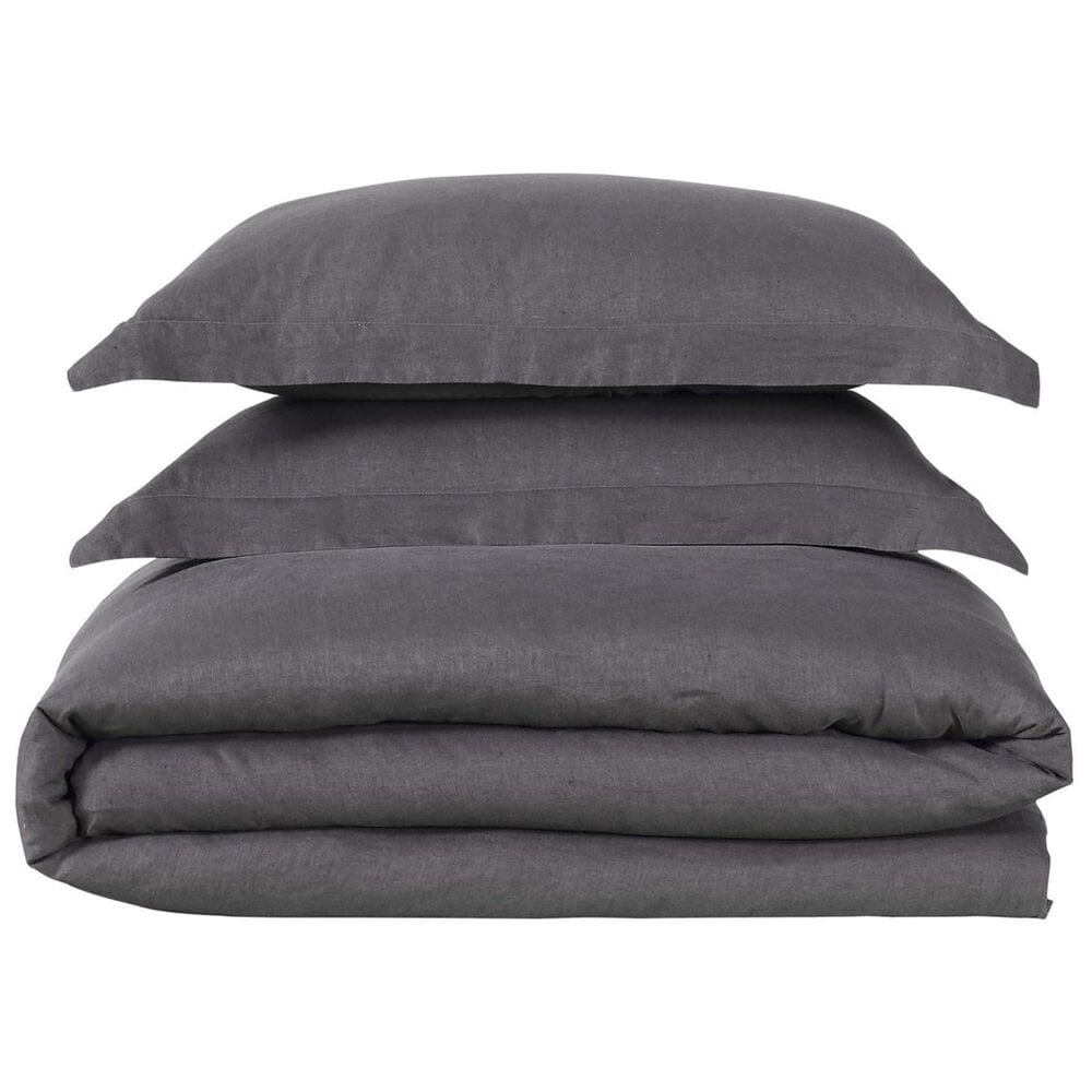 Pem America Brooklyn Loom 3-Piece King Linen Duvet Set in Charcoal, , large