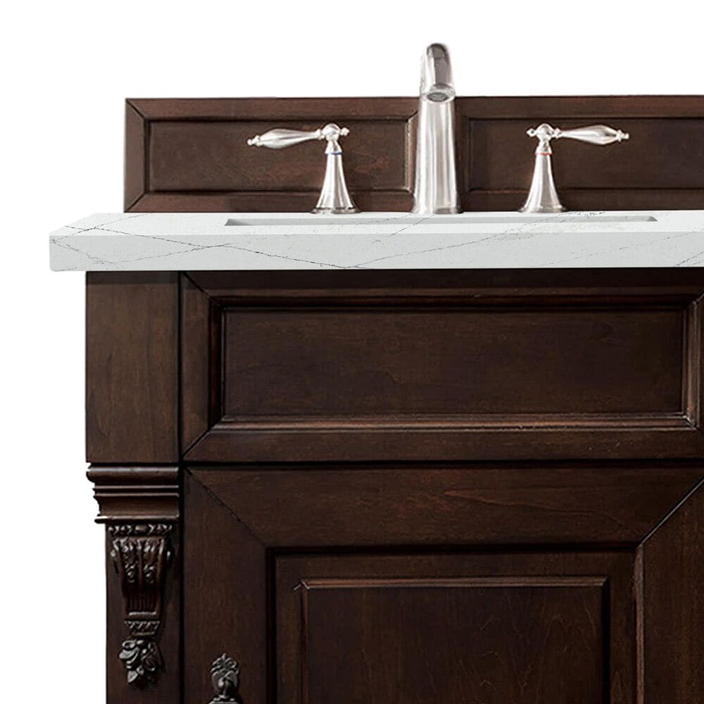 James Martin Brookfield 26&quot; Single Bathroom Vanity in Burnished Mahogany with 3 cm Ethereal Noctis Quartz Top and Rectangle Sink, , large