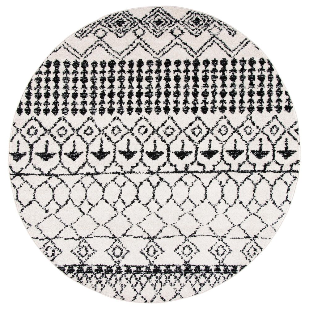 Safavieh Tulum TUL229B 5" Round Ivory and Black Area Rug, , large