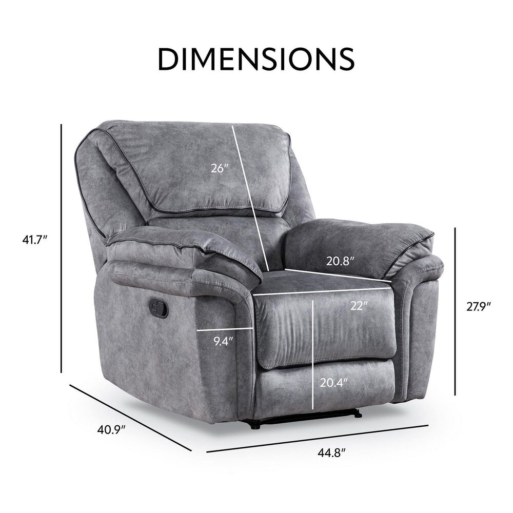 Furniture of America Byron 3-Piece Manual Reclining Living Room Set in Gray, , large