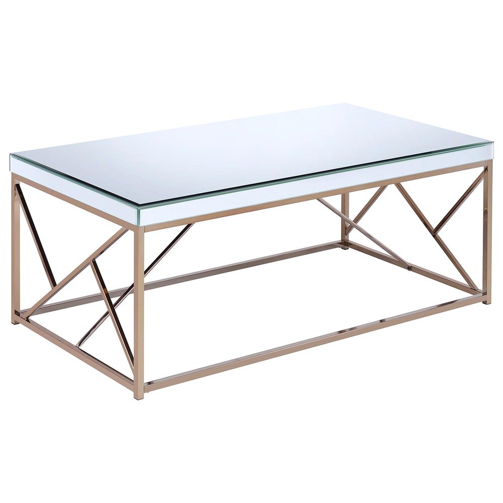 Steve Silver Evelyn Cocktail Table in Copper and Glass, , large