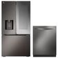 LG 2-Piece Kitchen Package with 26 Cu. Ft. French Door Refrigerator and Bar Handle Dishwasher in Black Stainless Steel, , large