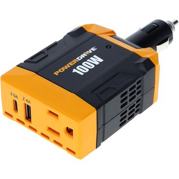 PowerDrive 100W Power Inverter PWD100D DC 12v to 110v AC Converter for Car or Truck Plug Adapter with USB - 100 Watts, , large