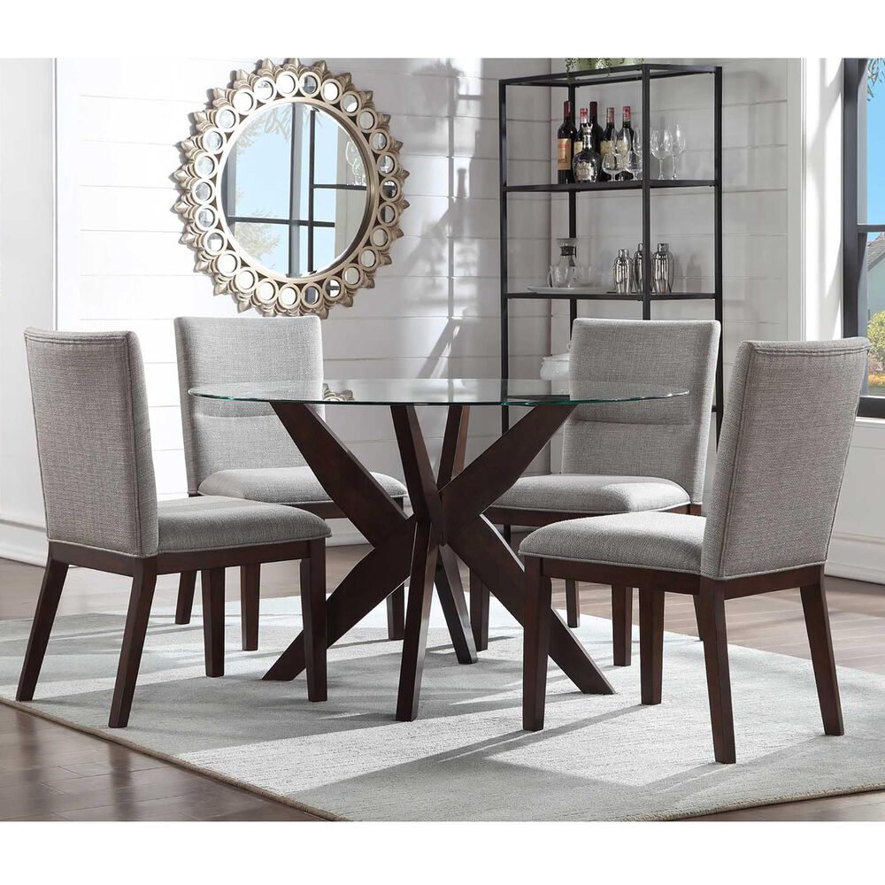 Steve Silver Amalie 5-Piece Round Dining Set in Clear and Walnut, , large