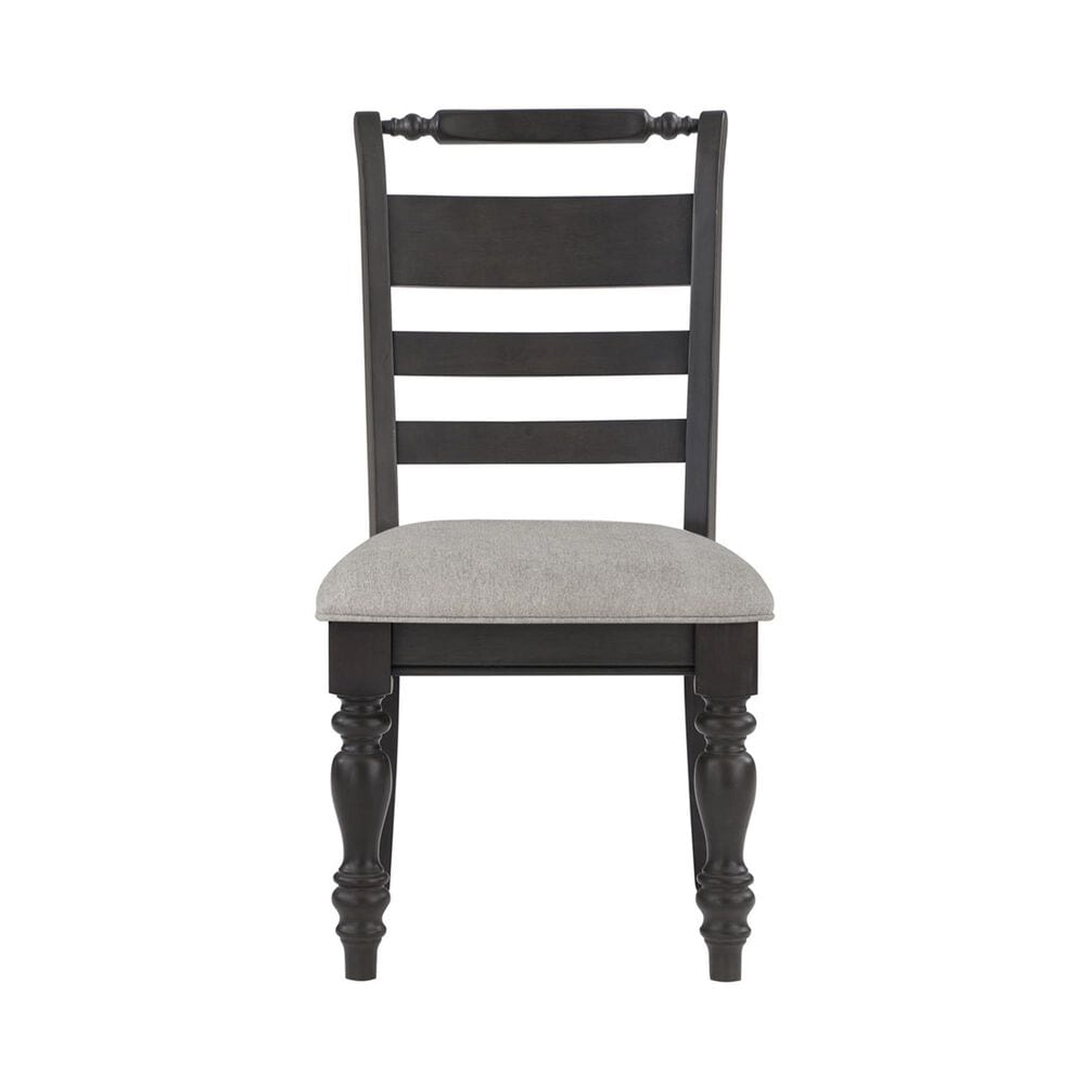 Davis International French Country Upholstered Side Chair in Black and Dark Gray, , large