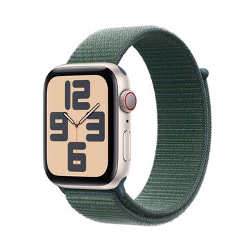 Apple Watch SE GPS + Cellular 44mm Starlight Aluminum Case with Lake Green Sport Loop (Pre-Order), , large