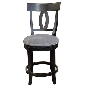 Declan Dining Counter Height Oval Back Swivel Stool in Midnight Black Washed, , large