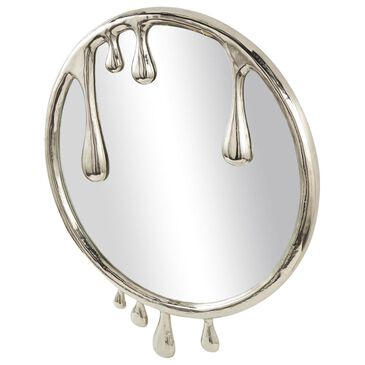 Maple and Jade Round Aluminum Wall Mirror in Silver, , large