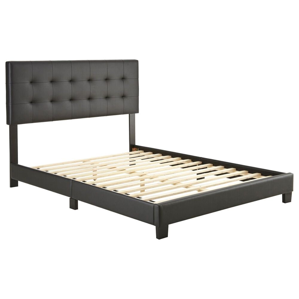 Accent Roma Full Upholstered Platform Bed in Black, , large