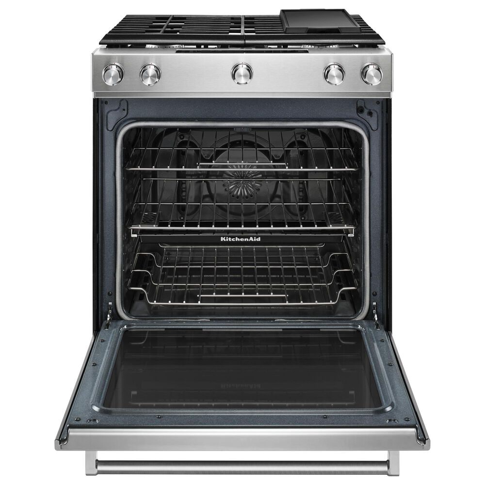 Kitchenaid 3-Piece Kitchen Package with 30&quot; Gas Slide-In Range, 24&quot; Built-In Bar Handle Dishwasher, and 30&quot; Over- The-Range Oven in Stainless Steel, , large