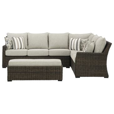 Signature Design by Ashley Brook Ranch 3-Piece Outdoor Sofa Sectional with Bench in Brown, , large
