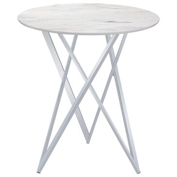 Pacific Landing Bexter Bar Table in White and Chrome - Table Only, , large