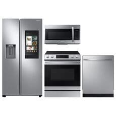 Samsung 4-Piece Kitchen Package with 26.7 Cu. Ft. Side-by-Side Refrigerator and Electric Range in Stainless Steel