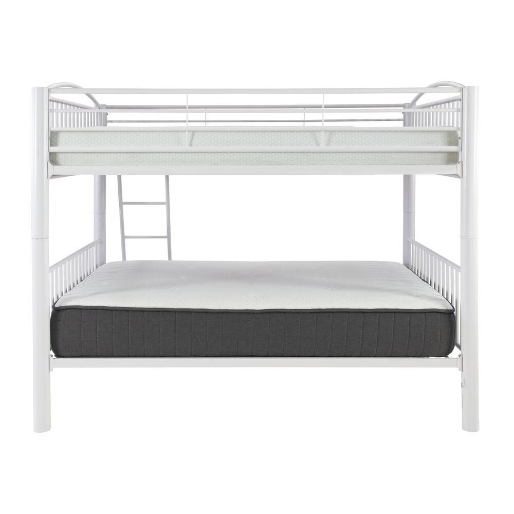 Linden Boulevard Full over Full Heavy Metal Bunk Bed in White, , large