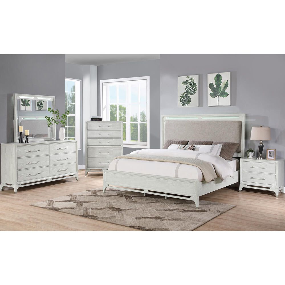 Davis International Solitude King Panel Bed in White Rub Through Finish, , large