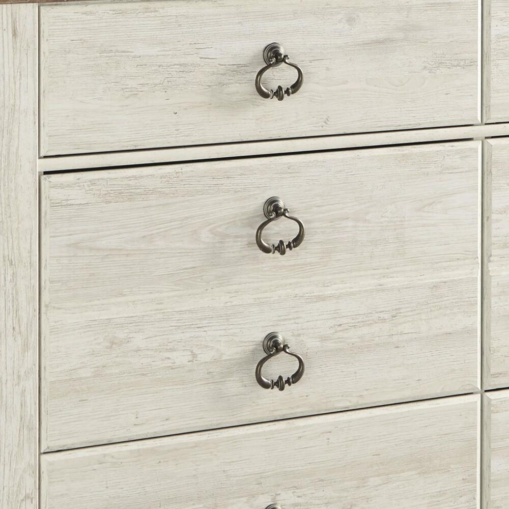 Signature Design by Ashley Willowton 6 Drawer Dresser and Mirror in Whitewash, , large