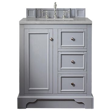 James Martin De Soto 30" Single Bathroom Vanity in Silver Gray with 3 cm Eternal Serena Quartz Top and Rectangular Sink, , large
