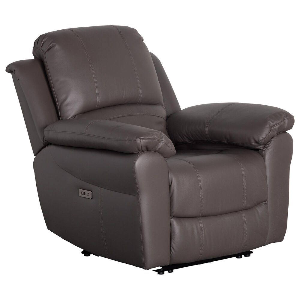 Oxford Furniture Leather Power Recliner in Madras Gray, , large
