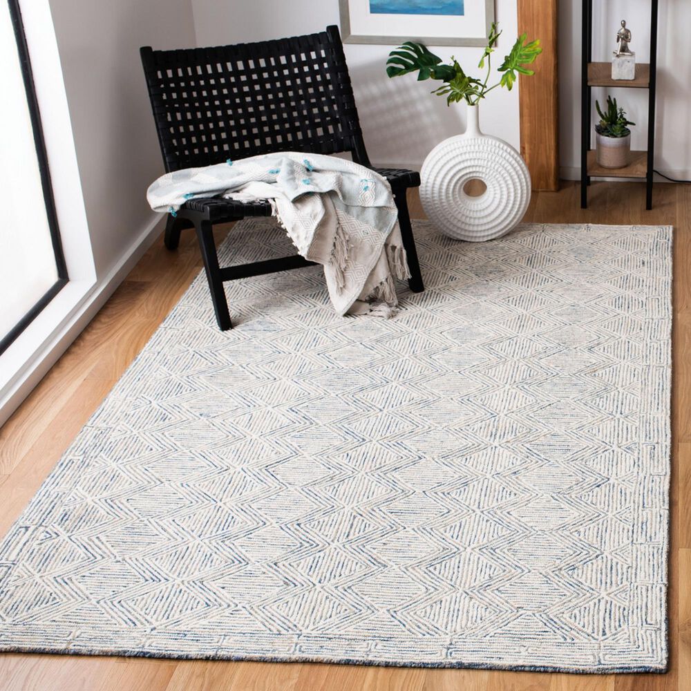 Safavieh Micro-Loop MLP538M 6&#39; x 9&#39; Blue and Ivory Area Rug, , large